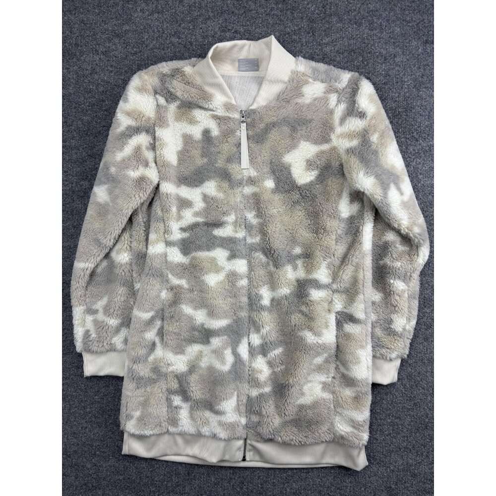 Columbia Jacket Womens Medium Beige Camo Faux Fur Fleece Bomber Zip Pockets